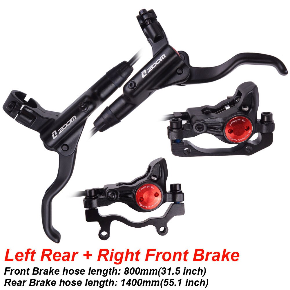 MTB Road Bike Hydraulic Disc Brake Calipers Front Rear 800/1400mm Mountain bike Kit Bicycle Oil Pressure Disc Brake Set: LR RF Brake Black