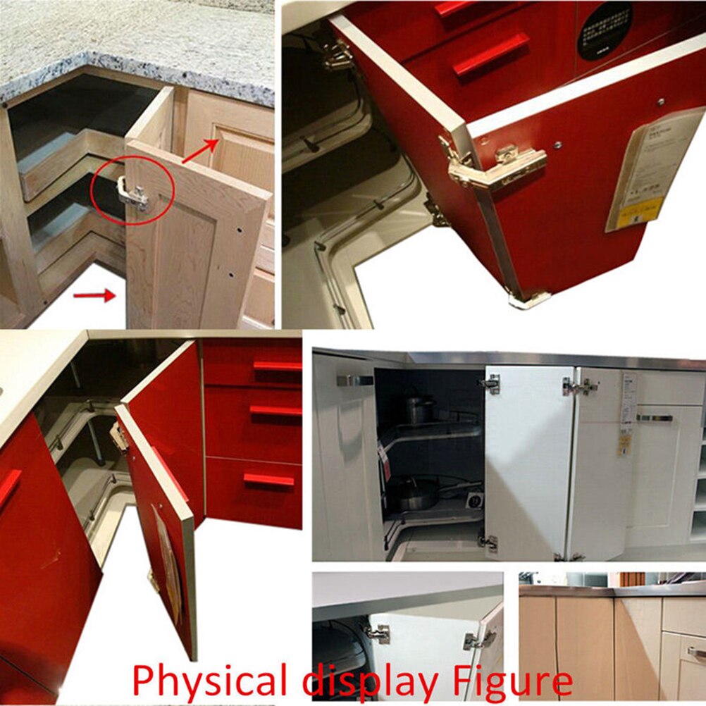 Bisagra de esquina para puerta de armario, utensilio plegable de 135 grados para cocina, baño, 2 agujeros,