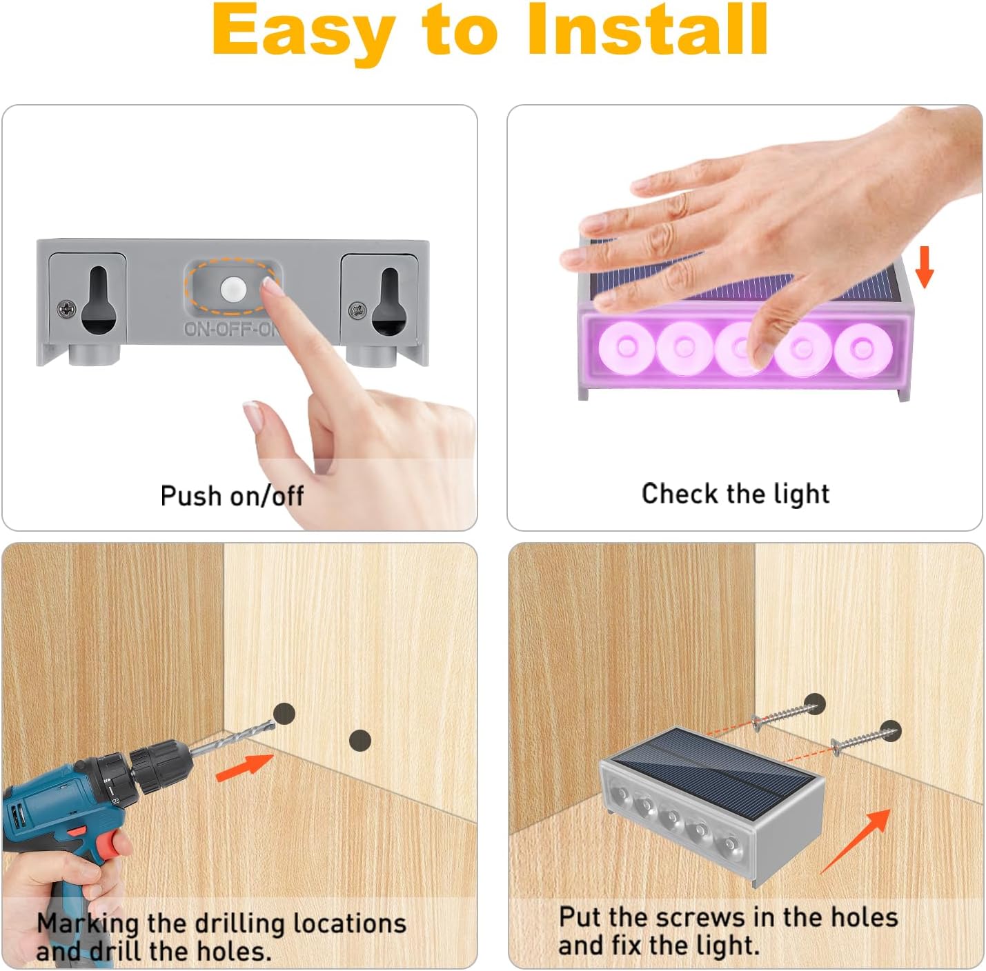 Lampy Solarne RGB na Schody - 4/6 szt. - Wodoodporne IP55 - Dekoracja Ogrodu, Tarasu, Ścieżki
