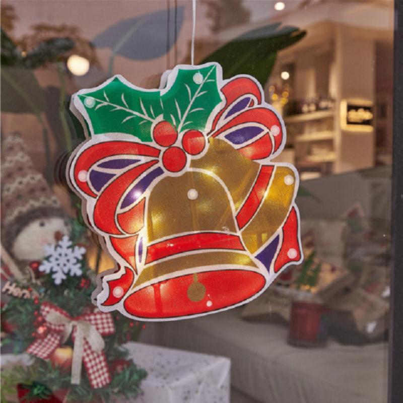 Christmas LED Window Decoration Lights Christmas Suction Cup Chandelier Party Ornament Lights Indoor Bedroom Scene Layout: green