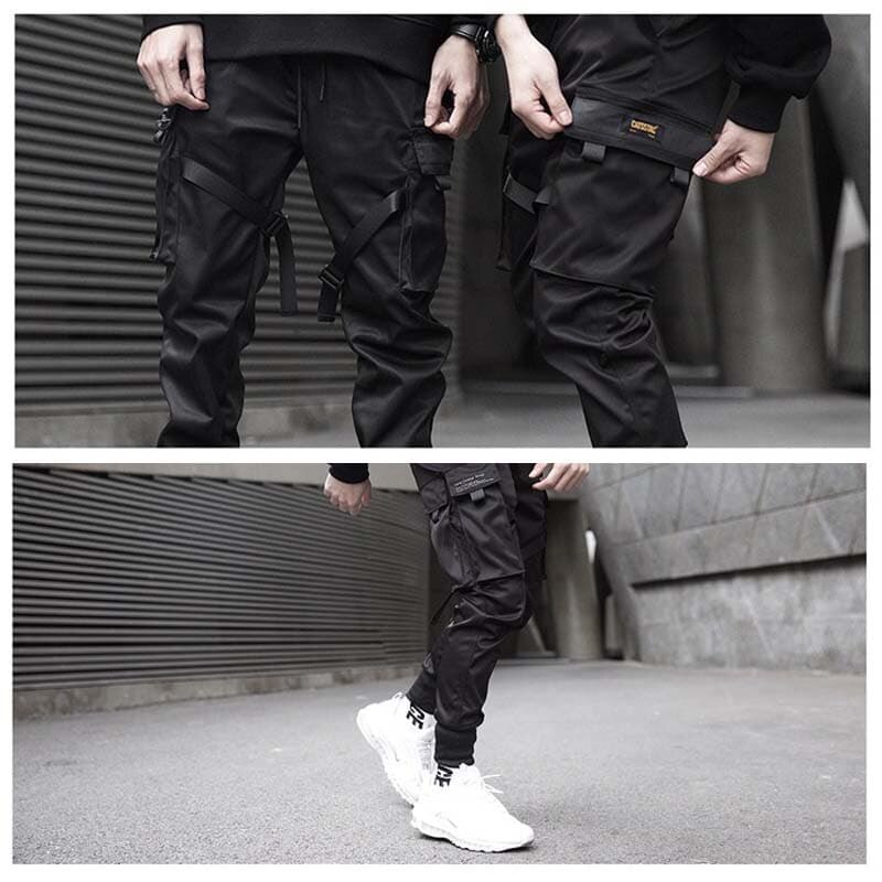 Hip pop cargo bukser mænd sort lomme streetwear harajuku techwear bukser bukser harem joggers joggingbukser der danser chic