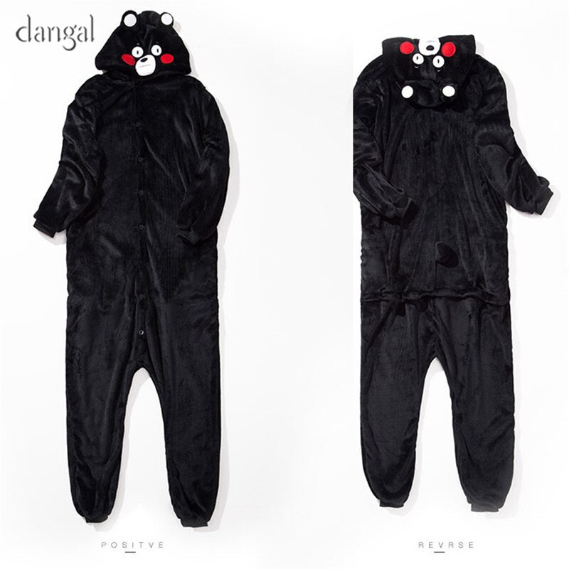 Kigurumi-Pijama Kawaii de oso Kumamoto, Unisex, de una pieza, suave, cálido,