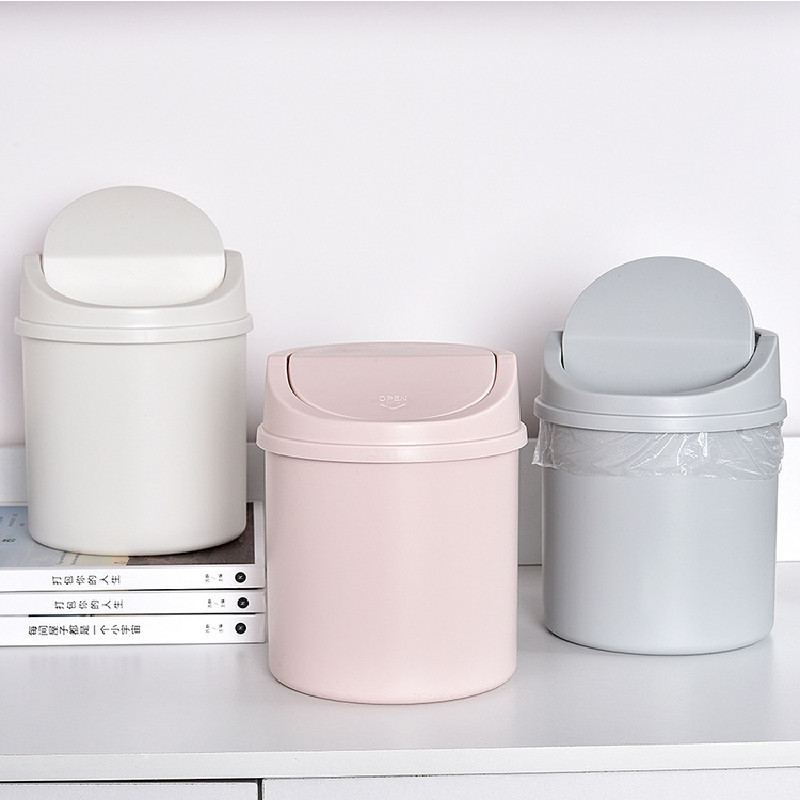 Kreative Mini Schreibtisch Mülleimer Kleine Abfall Behälter Tisch Müll Korb Schaukel Deckel Mülleimer Kleinigkeiten Fass Kasten Hause Büro Lagerung