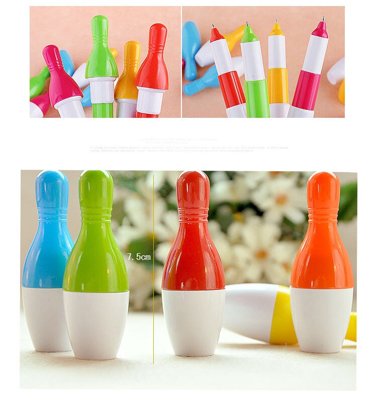 1 Pcs Novelty Ballpoint Pen Retractable Pens Bowling Modeling Cartoon Cute Children Learning Stationery Ballpen Roller Ball