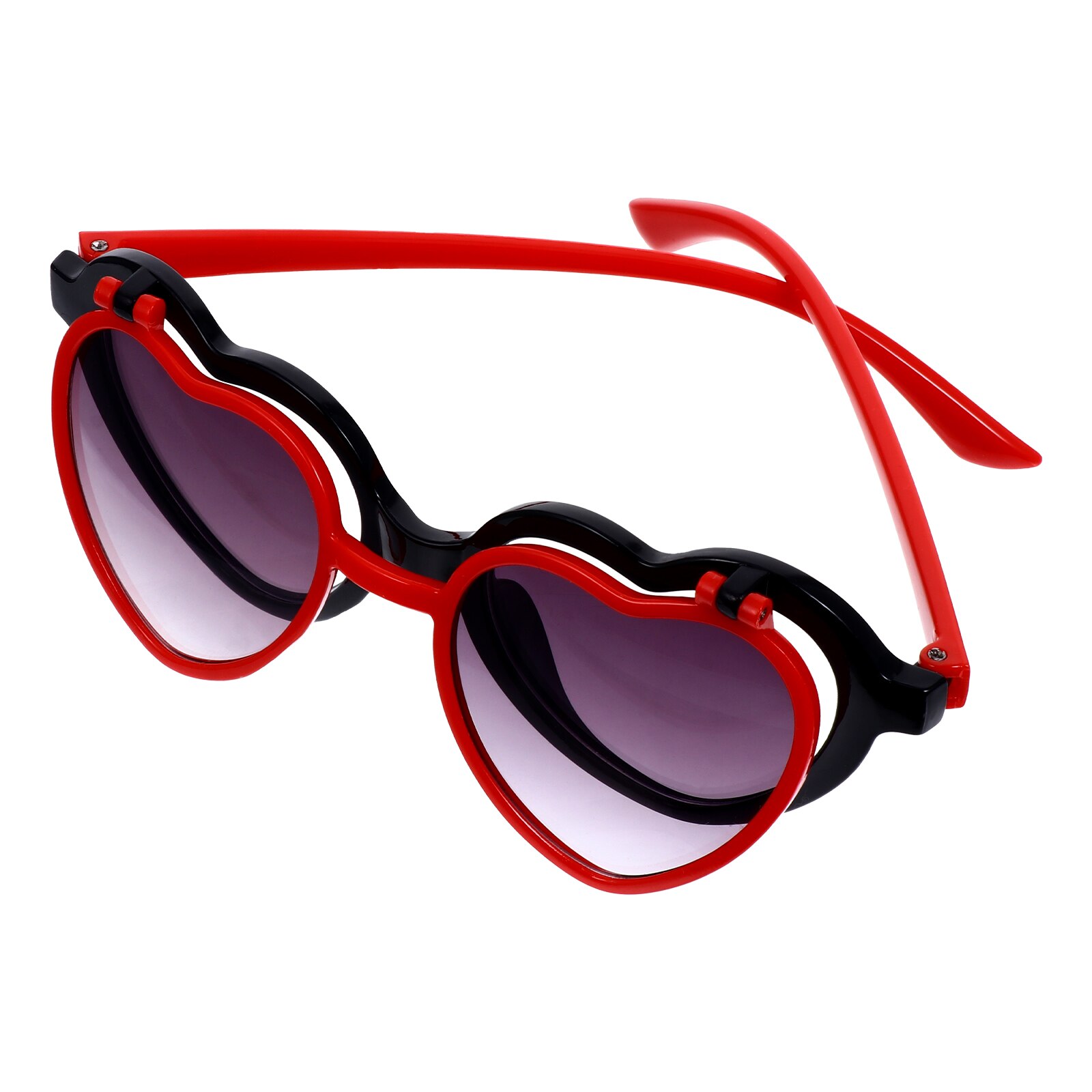 1 par de gafas de sol de dibujos animados para niños, lentes de sol con forma de corazón para jóvenes: Black