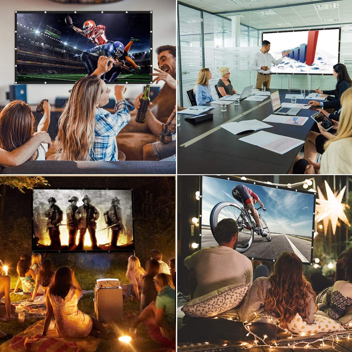 Projection Screen 16:9 Metal Anti Light Curtain 100 120 130 Inche Home Office Movie Screen Portable Foldable Projector Screen