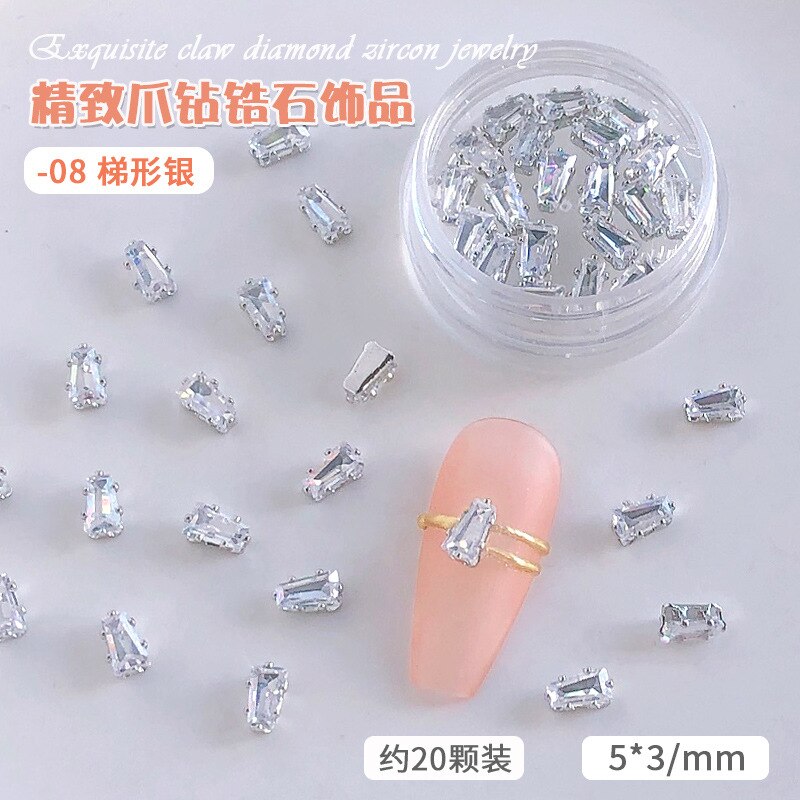 20 stk/potte negle dekoration udsøgt klo diamant zirkon smykker negle tilbehør til negle manicure skønhed: 08