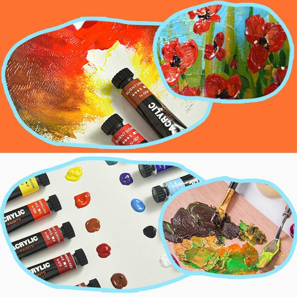 24 Colors 12ml Tube Waterproof Acrylic Paint Set Suitable Art Stationery Painting For Fabric Painted Student Supplies Hand V7F8