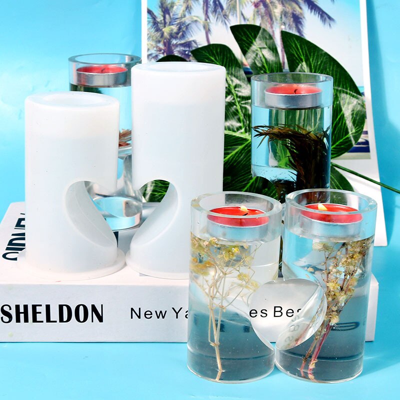 Cuboid Love Heart Candle Holder Silicone Mold Candlestick Epoxy Resin Mould Home Decoration Jewelry Making Tools DIY Crafts