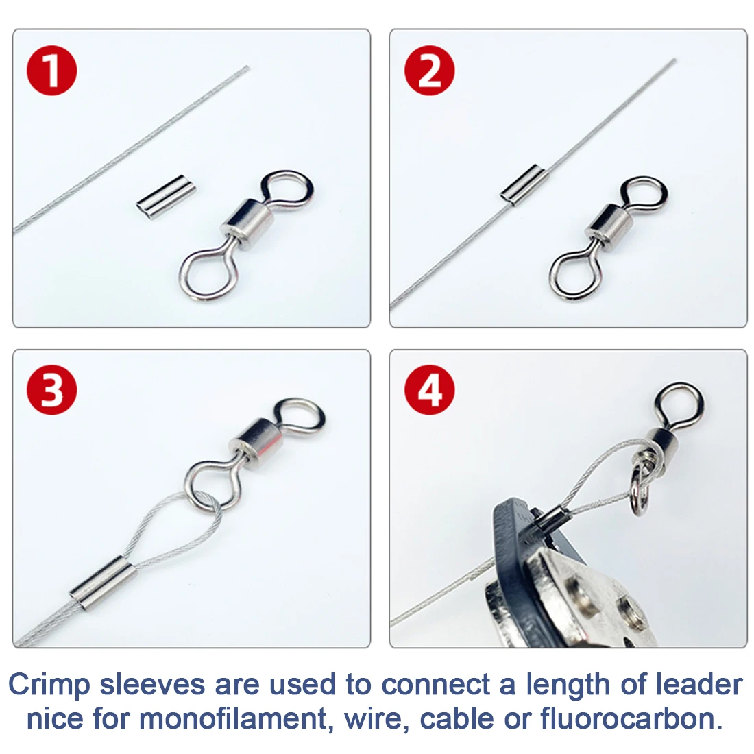 FishTrip Fishing Crimp Sleeves Brass Copper High Strength Corrosion Resistant Single Double Connector Terminal Tackle