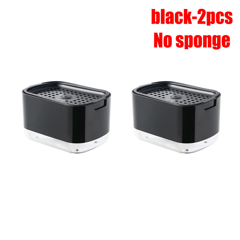 Distributeurs de savon liquide détergent de cuisine grande capacité distributeur de savon plats accessoires de cuisine évier plat mousse fixation maison: Noir Nickel