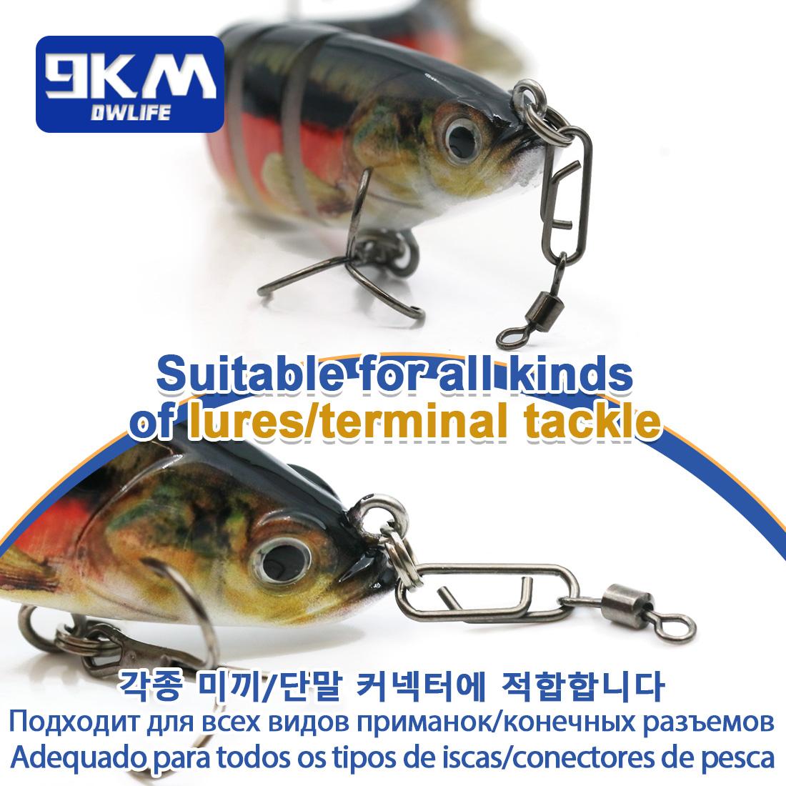 Giratorio de pesca con Clips eléctricos, 50 ~ 200 Uds., Clip de cambio rápido de acero inoxidable, anillo dividido para agua salada, broche giratorio de pesca