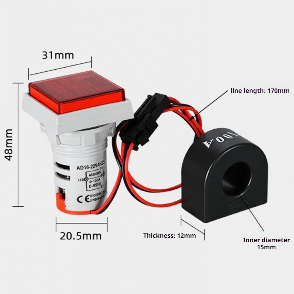 Hög precision kvadratisk voltamperefrekvensmätare led digital display multimeter monitor meter amperemeter voltmeter frekvenstestare