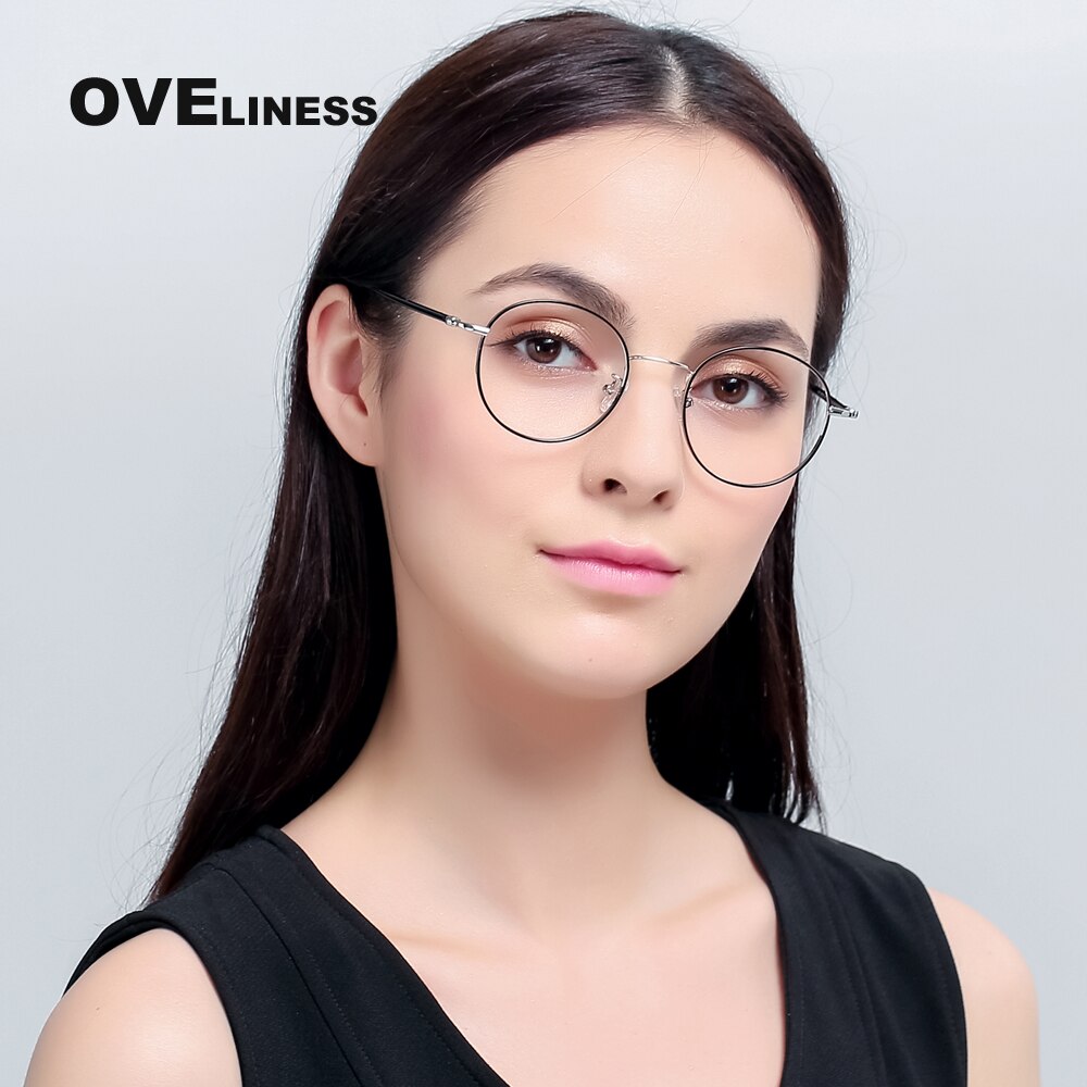 Retro Vrouwen Brillen Frames Ronde Brilmontuur Vrouwen Vintage Volledig Metalen Brillen Vrouwelijke Bijziendheid Bril