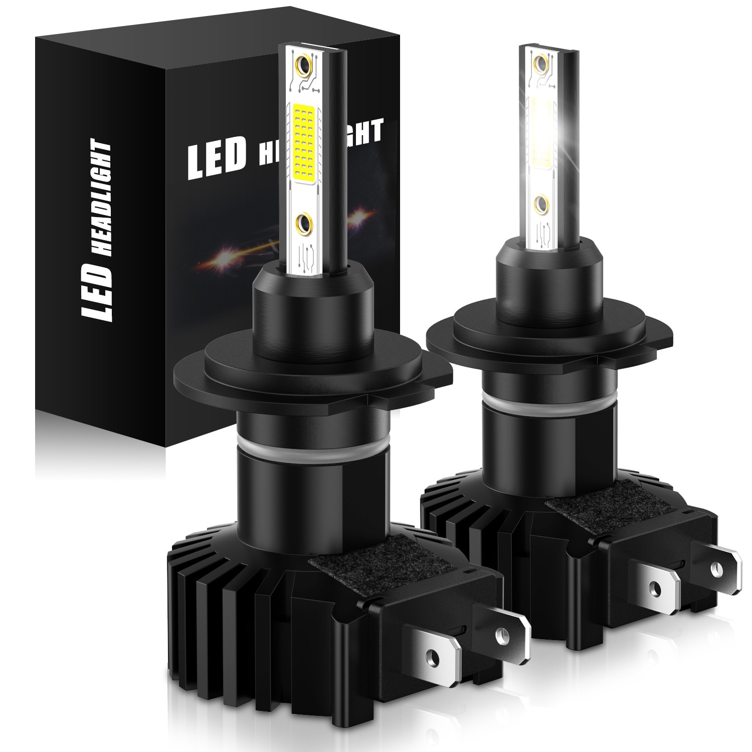 2 stk  h7 led  h4 canbus mini størrelse led pære  h1 h8 h9 h11 9005 hb3 9006 h10 no radiointerferens cob led tågelys bilforlygter