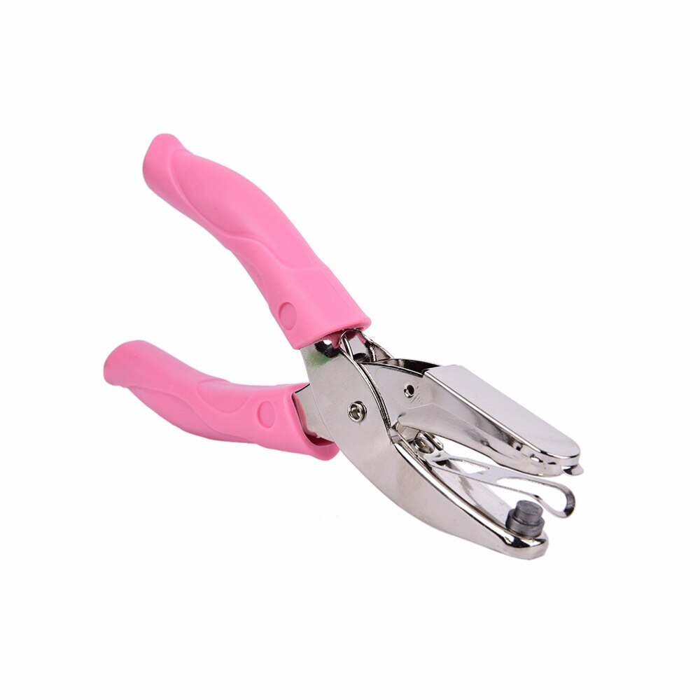 Hand-Held Cirkel Perforator Papier Punch Voor Wenskaart Scrapbook Notebook Puncher Hand Tool Met Roze Grip