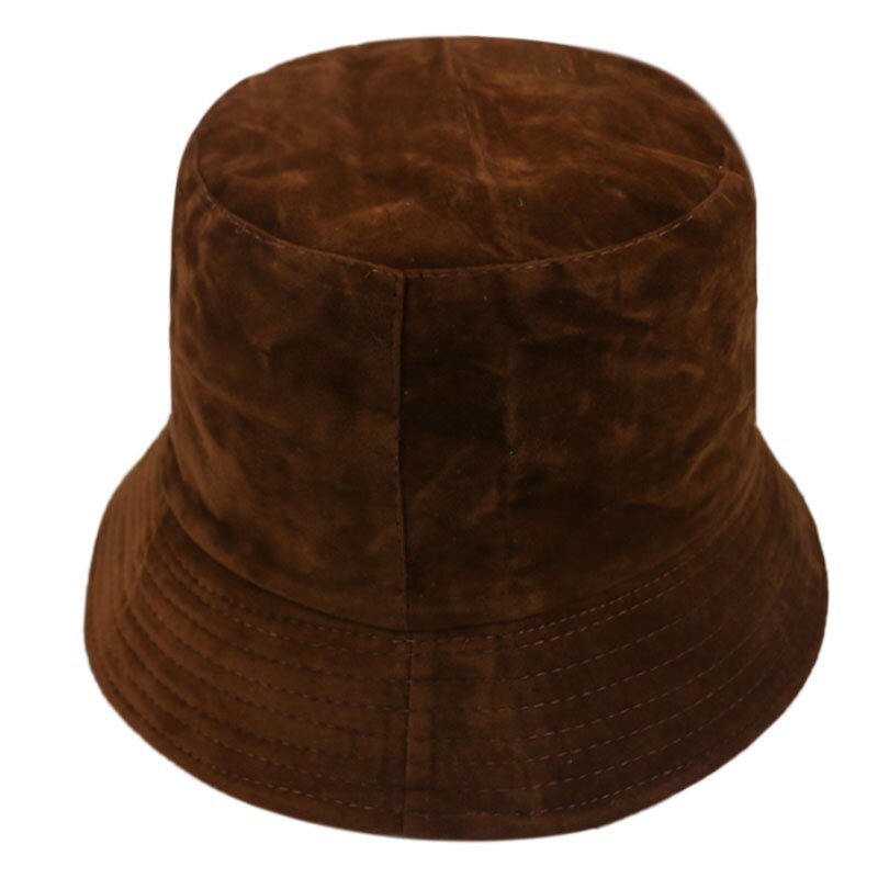 Foxmom chapéu de veludo em cor sólida, chapéu caçamba preto e branco para outono e inverno, masculino e feminino: Coffee
