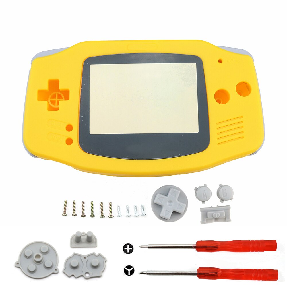 YuXi DIY Full set housing shell cover case w/ conductive rubber pad buttons and Screwdriver for GameBoy Advance for GBA console: Yellow