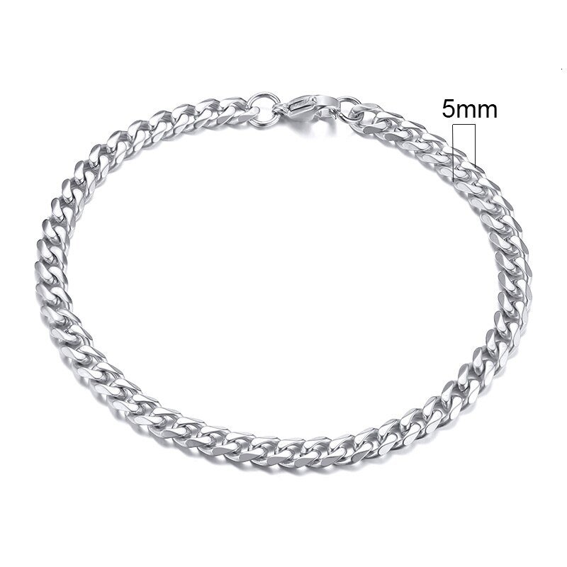 Vnox Heren Eenvoudige 3-11mm RVS Curb Cubaanse Link Chain Armbanden voor Vrouwen Unisex Pols Sieraden