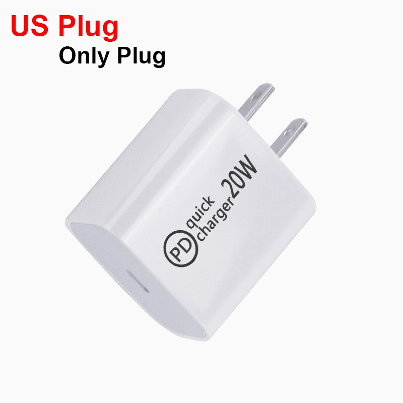 Usb Charger Voor Iphone 12 Snelle Wall Charger Eu/Us/Uk Plug Adapter Voor Samsung Voor Huawei Mobiele telefoon Oplader Usb Kabel: US plug