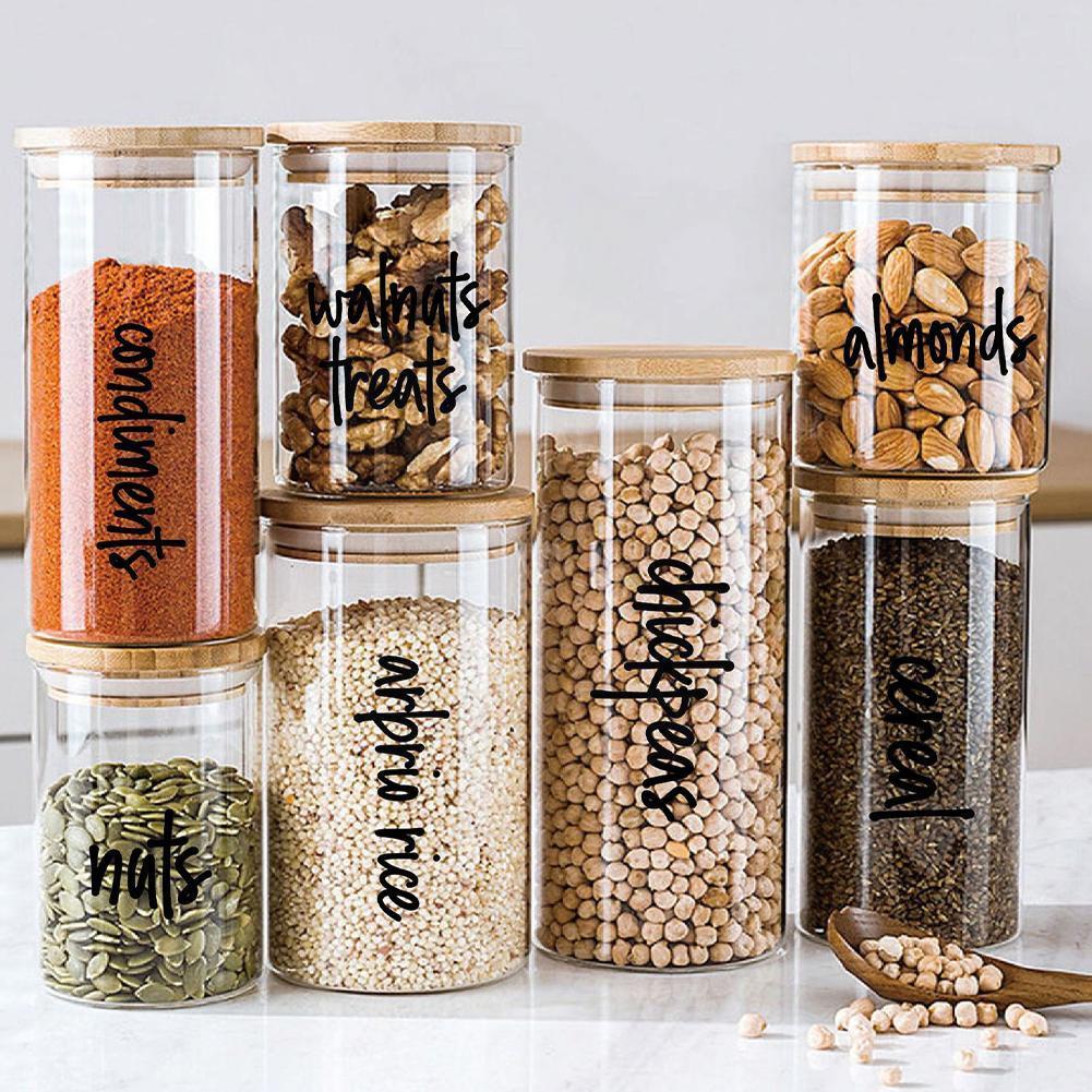 Kitchen Food Storage Room Label Printing Transparent Storage Tank Paper Waterproof Container Self-adhesive K7L0