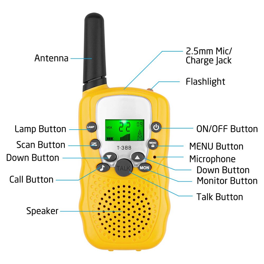 2 pezzi Walkie Talkie bambini Celular giocattoli ricetrasmettitore portatile evidenzia telefono Radio interfono bambini Talkie Walkie regali di compleanno