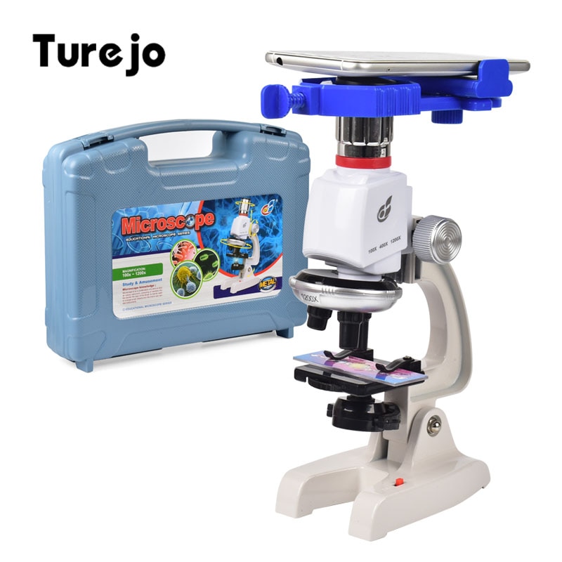 1200X Student Monocular Biological Microscope Set Alloy Home School Science Educational For Kids Child Lab Optical Instruments
