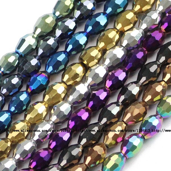 JHNBY rijstkorrels Oostenrijkse kristal kralen ovale vorm plated kleur 50 stuks 6*8mm Losse kralen Sieraden armband accessoires maken DIY: MZ6100 Mixed color