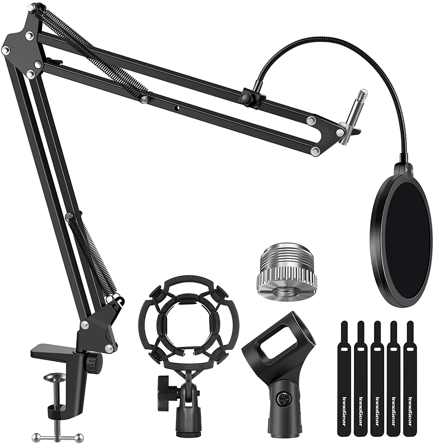 Support de Microphone pour Blue Yeti, bras de ciseaux à flèche de Suspension réglable avec adaptateur de vis de 3/8 à 5/8 pouces, support antichoc: Default Title