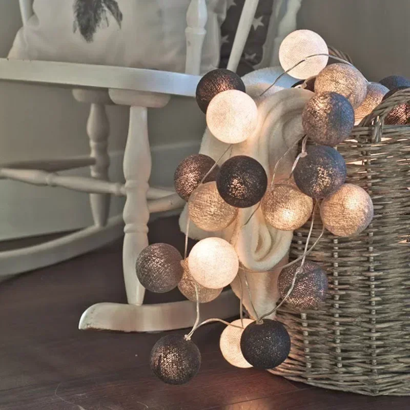 Guirnalda de algodón con bolas de luces, cadena de Navidad para colgar al aire libre, , habitación, cama, luces de hadas, decoraciones de boda y Halloween: Rojo / 350 W