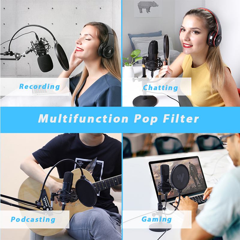 Maono Microfoon Pop Filter Metalen Pop Filter Shield Dubbele Laag Voorruit Popfilter Voor Usb Microhone Podcast Microfoon
