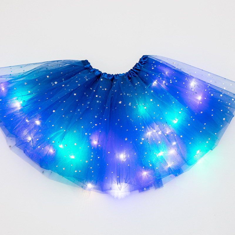 YOMDID Girls Tutu Skirts With Neon LED Light Glow Princess Ballet Stage Dance Short Dress Kids Fairy Miniskirt Birthday: light yellow