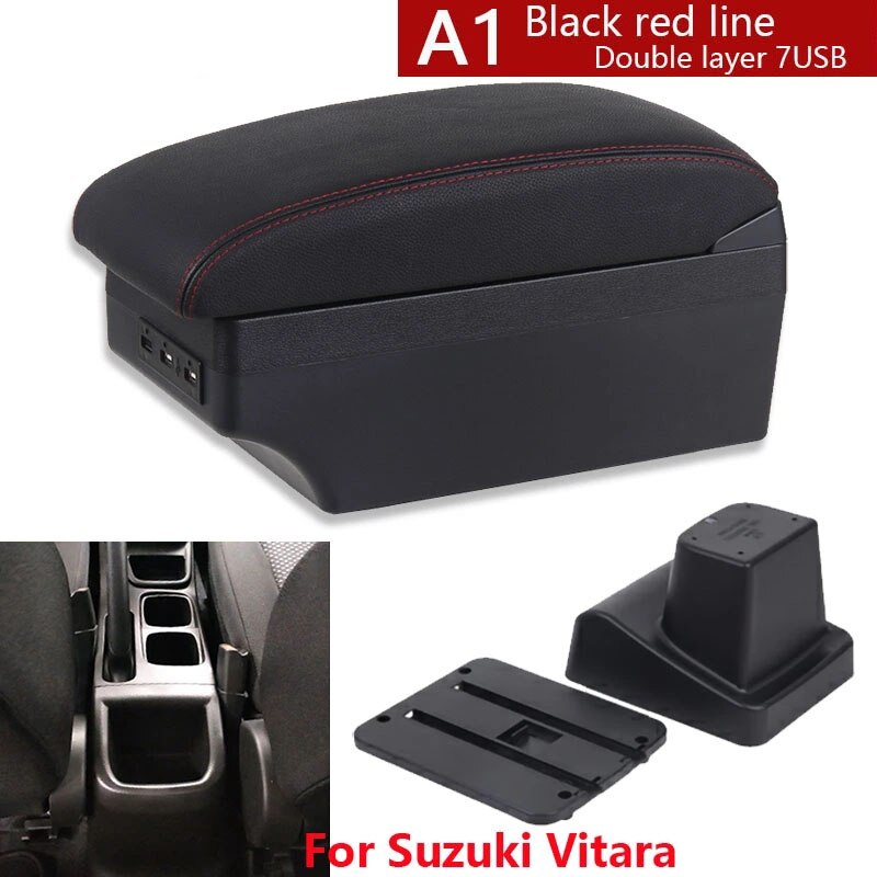 Dla Suzuki Vitara podłokietnik części robić modernizacji dedykowany podłokietnik samochdoowy centrum pudełko robić przechowywania samochód akcesoria wnętrze USB łatwy w instalacji