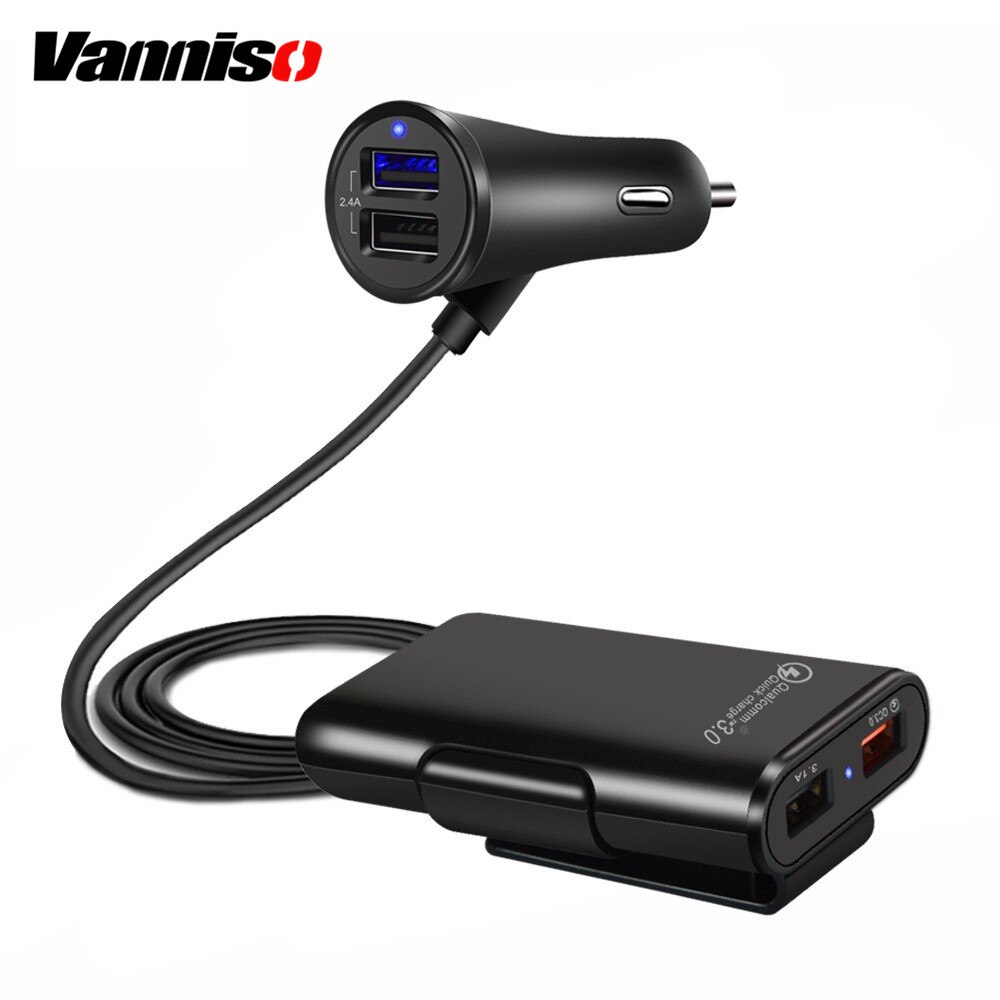 Vanniso 4 Usb Qc 3.0 Draagbare Autolader Quick Charge 3.0 Auto Snel Opladen Auto Opladers Plug Voor Iphone Xs 7 Samsung Adapter