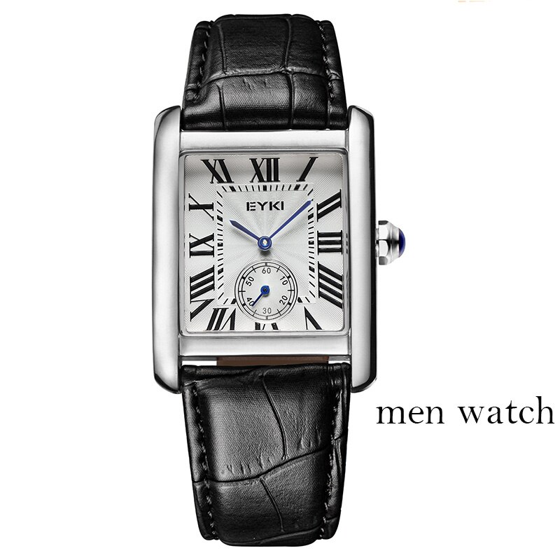 Eyki Brand Couple Tables Lovers Watch Formal Leather Strap Square Dial Waterproof Quartz Watch Women Clock Wrist Watches For Men: 5044