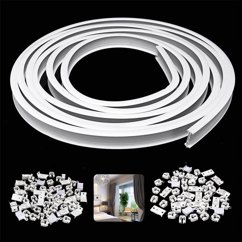 Flexible Ceiling Mounted Curtain Track Rail Straight Slide Windows Balcony Plastic Bendable Home Window Decoration Accessories