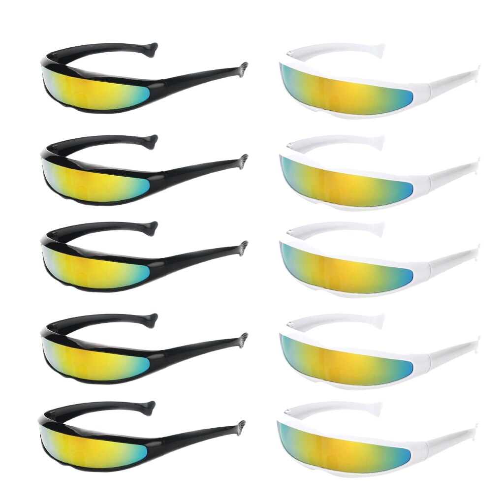 8x Grappige Futuristische Spiegel Alien Zonnebril Monoblock Shield Bril