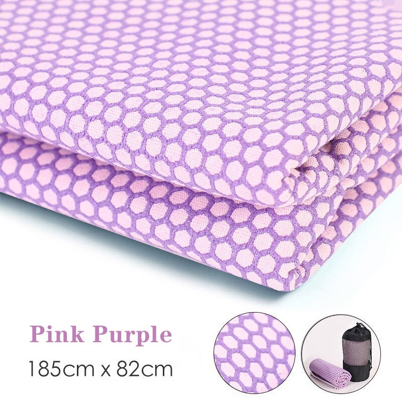 Folding Yoga Mat Cover Portable Yoga Blanket Non-slip Sweat-absorbent Quick Dry Travel Yoga Towel for Fitness Pilates Exercise: Pink Purple C1