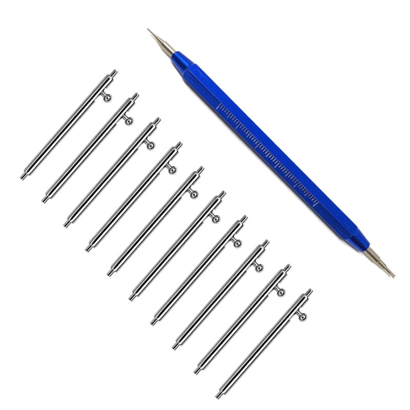 10 st 1.5mm diameter 18mm 20mm 22mm quick release klocka fjäderstänger klockband band länk stift med remover repail verktyg blå