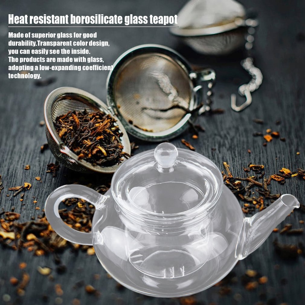 Transparent Teapot Heat Resistant Glass Teapot With Infuser Coffee Flower Tea Leaf Herbal Pot 250ml Durable