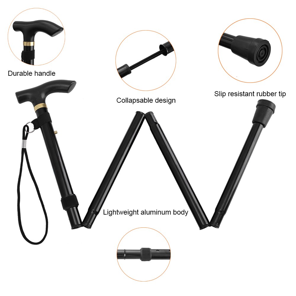 2Pcs Outdoor Walking Hiking Sticks Telescopic Baton Trekking Poles Foldable Walking Crutches Five-section Non Slip Defense Cane