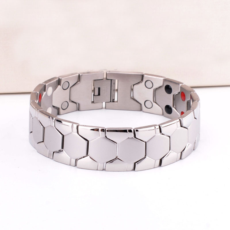 Männer Körper Schmuck 18mm Breite 4 Farbe Edelstahl Multi Sphärische Germanium Stein Verknüpfung Gesunde Armbinde Schwere