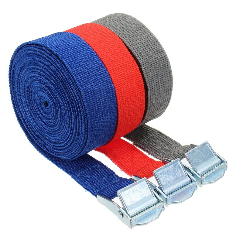 Sangle d'arrimage de corde de Tension de voiture 5M, sac de bagages, ceinture à cliquet solide, arrimage de cargaison avec tendeur de corde, boucle métallique de remorquage