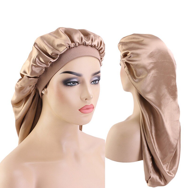 Gorro de satén de doble capa Extra grande, gorro cilíndrico largo para dormir de noche, cubierta para cabeza, turbante, complemento de cabeza para musulmanes africanos