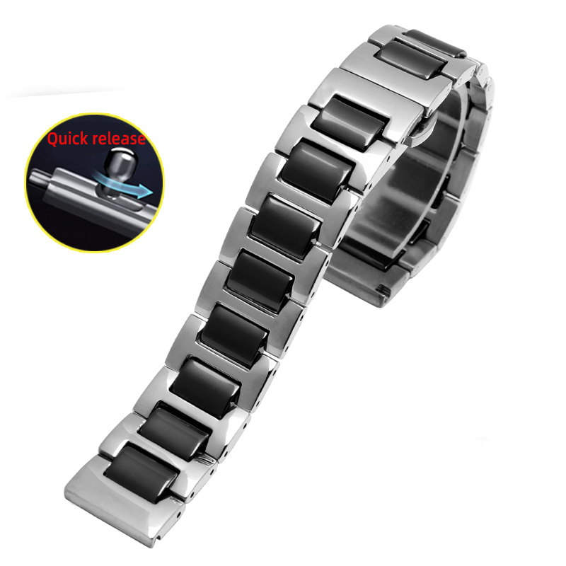 Cinturino in ceramica in acciaio da 20mm 22mm per Huawei guarda GT2 3 46MM cinturino intelligente Samsung galassia 3 4 5 braccialetto da donna per uomo: S / Nero antico