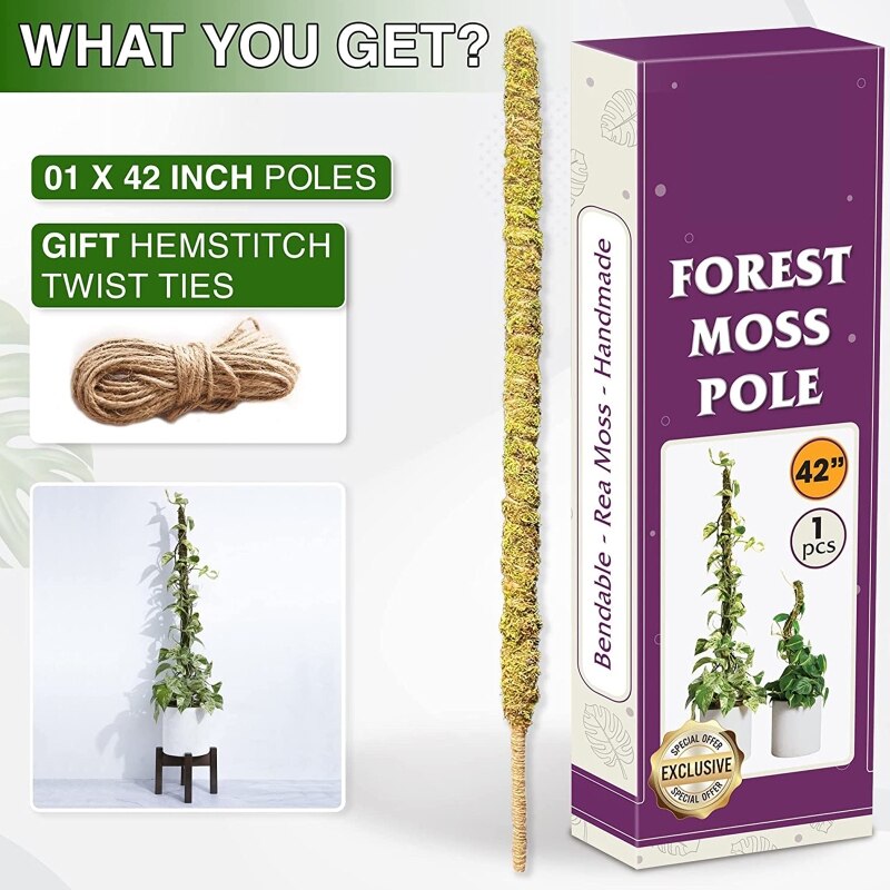 DIY Plant Shape Climbing Pole Moss Pole Coir Totem Pole Plants Support Holder for Home Garden Monstera and Potted Plants
