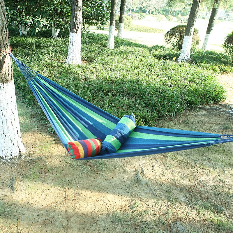 Haven hængekøje hængende bærbar udendørs seng haven sport hjem rejser camping lærred stribe hængende seng hængekøje