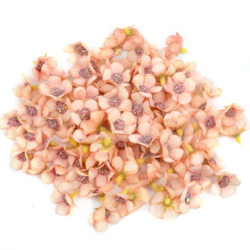 200PCS Mini 2cm Multicolor Daisy Flower Heads Mini Silk Cheap Artificial Flowers for Wreath Scrapbooking Home Wedding Decoration: Orange