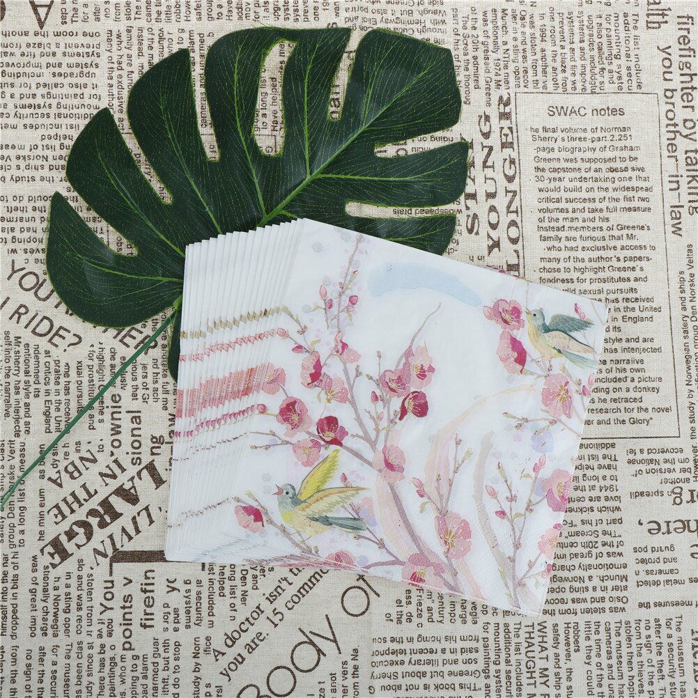 20 stuks Gedrukt Bloem Papier Servetten Voor Bruiloft en Partij Decoratie Tissue Stof Decoupage Primaire houtpulp Servet 30*30cm