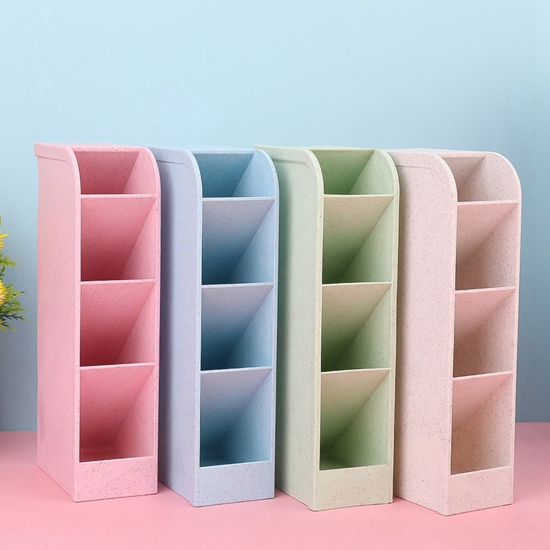 Multi-function Desk Organizer Obliquely Inserted 4 Grid Desktop Pencil Pen Holder Office School Storage Case Desk Accessories